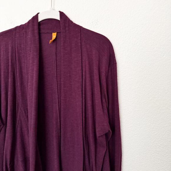 [Lucy] Purple Open Front Slub Knit Cocoon Cardigan Cozy Wrap Sweater *Flaw Sz XL - Picture 6 of 11